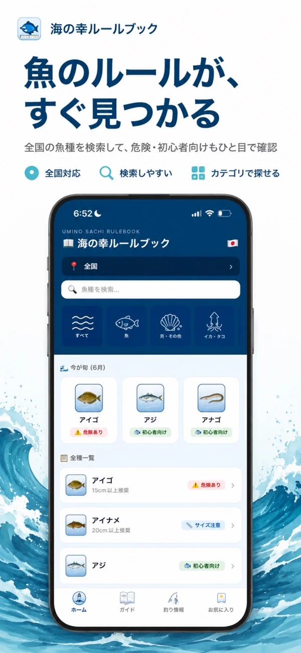 海の幸ルールブックのApp Store掲載画面